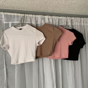 Crop top set from shein. pink, white brown and black all size S